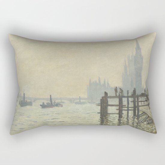 The Thames below Westminster by Claude Monet Rectangular Pillow