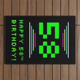 [ Thumbnail: 58th Birthday - Nerdy Geeky Pixelated 8-Bit Computing Graphics Inspired Look Outdoor Rug ]