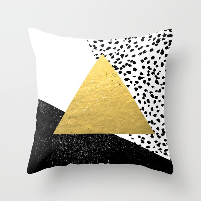 Rexa - gold abstract minimal tribal glitter triangle geometric art cell phone case brooklyn austin  Throw Pillow