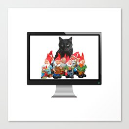 Snoki - Black Cat Gnomes - Computer Screen - IT specialist Canvas Print