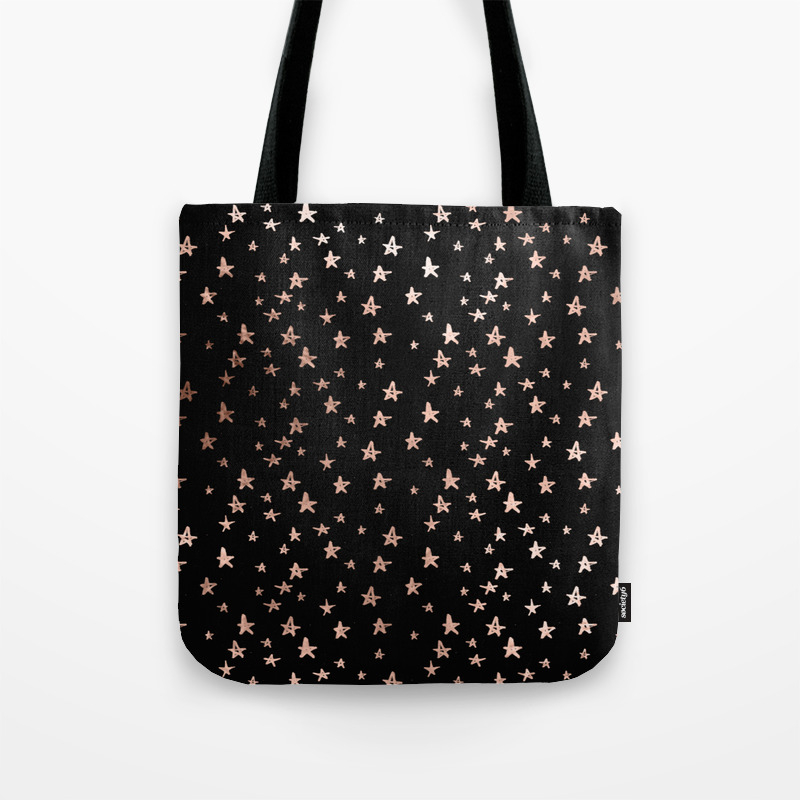 black and rose gold tote bag