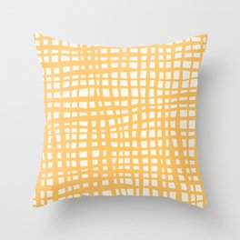 Retro plaid pattern - summer yellow Throw Pillow