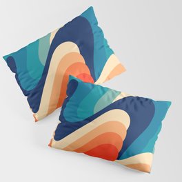 Retro 70s and 80s Abstract Art Mid-Century Waves  Pillow Sham