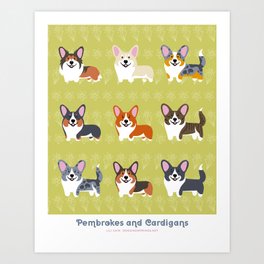 Pembrokes and Cardigans - CORGIS Art Print