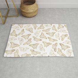 Elegant Gold Glitter Butterfly Area & Throw Rug