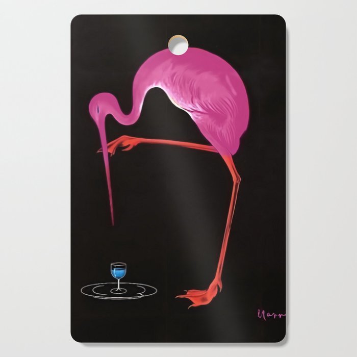 Rare Aperitif pink flamingo Xérez-Quina-Ruiz 1905 liquor alcoholic beverage vintage poster in yellow lettering poster / posters Cutting Board