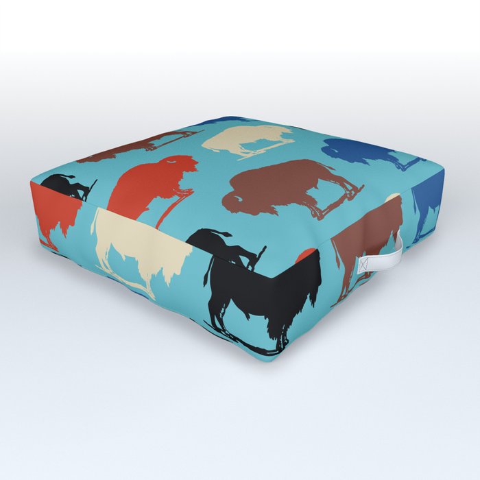 Colorful Buffalo Bison Pattern 279 Outdoor Floor Cushion