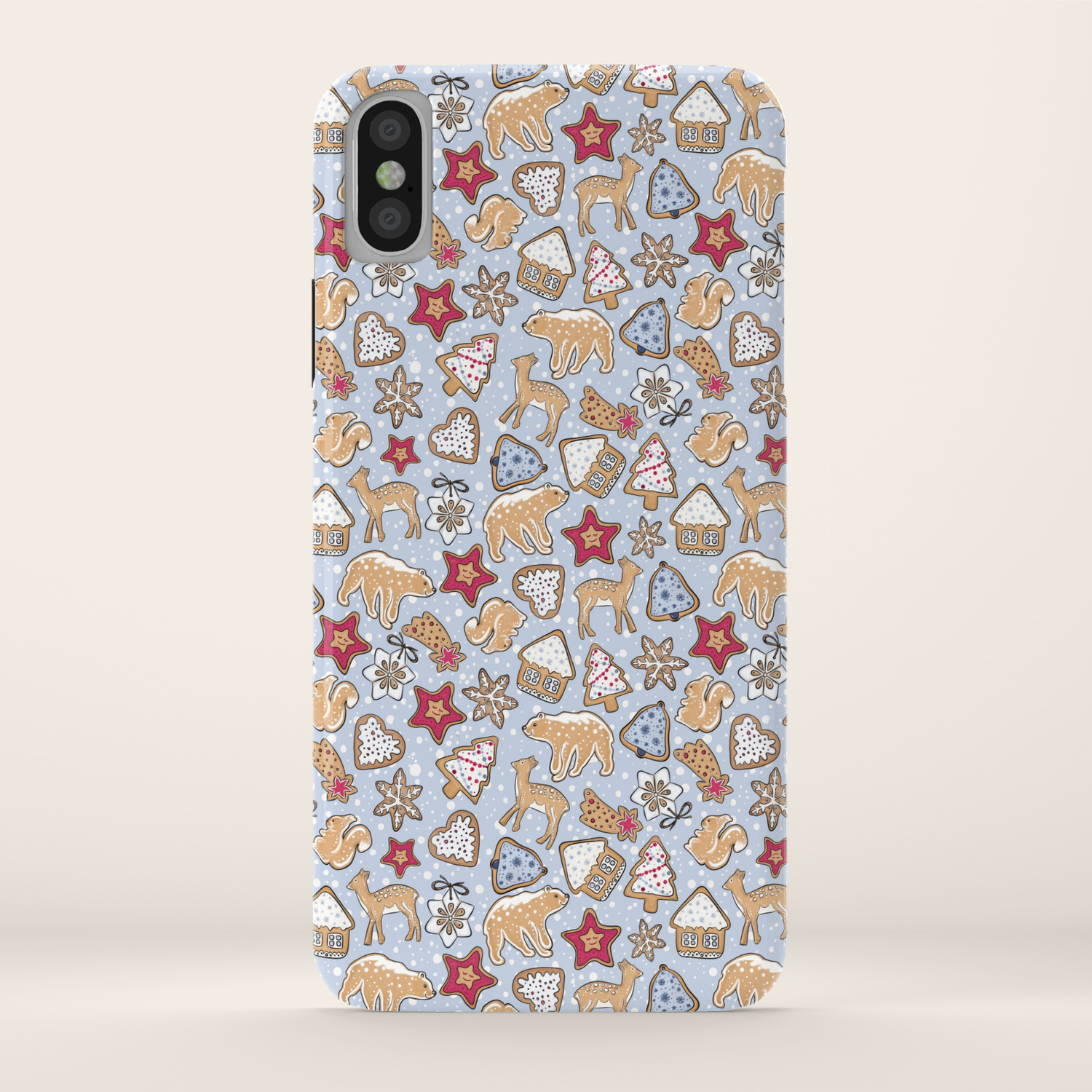 Gingerbread On Light Blue Background Iphone Case By Muralonka