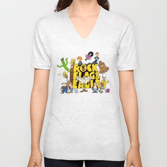 Rock, Flag & Eagle Unisex V-Neck