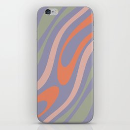 Wavy Loops Retro Abstract Pattern in Periwinkle, Orange, Celadon, and Blush iPhone Skin