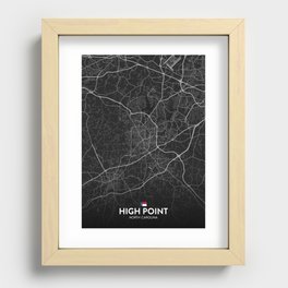 High Point, North Carolina, United States - Dark City Map Recessed Framed Print