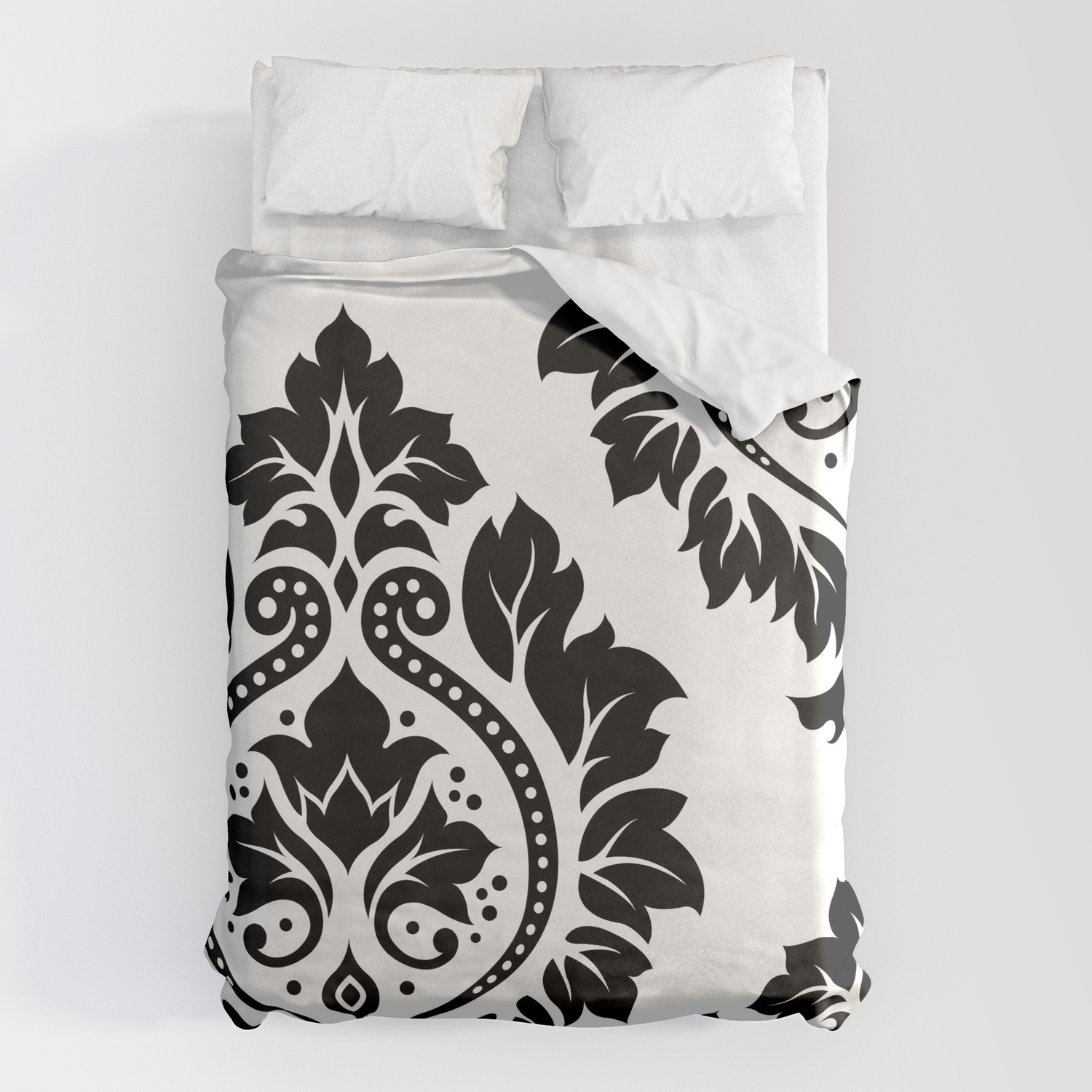 Decorative Damask Art I Black On White Duvet Cover By Natalie Paskell Society6 Decorative Damask Art I Black On White