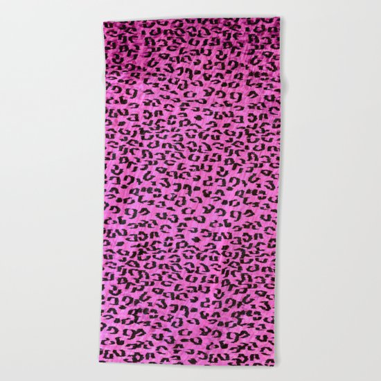 Pink Leopard Spots Beach Towel