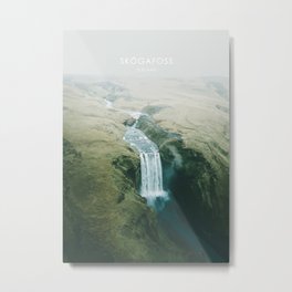 Skogafoss Waterfall, Iceland Travel Artwork Metal Print
