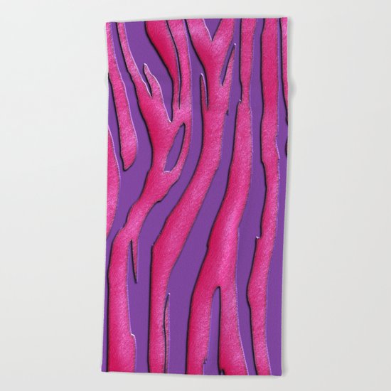 Bright Purple & Pink Zebra Print Beach Towel