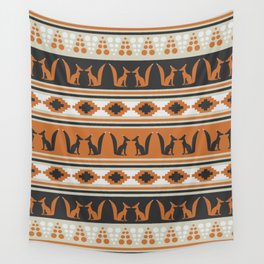 Foxes and ethnic shapes Wall Tapestry