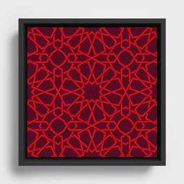 Red Color Arab Square Pattern Framed Canvas