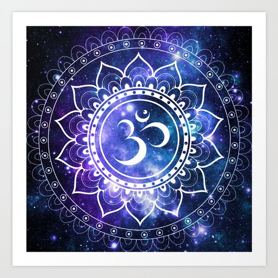Om Mandala: Violet & Teal Galaxy Art Print