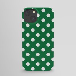 Polka Dots (White & Dark Green Pattern) iPhone Case