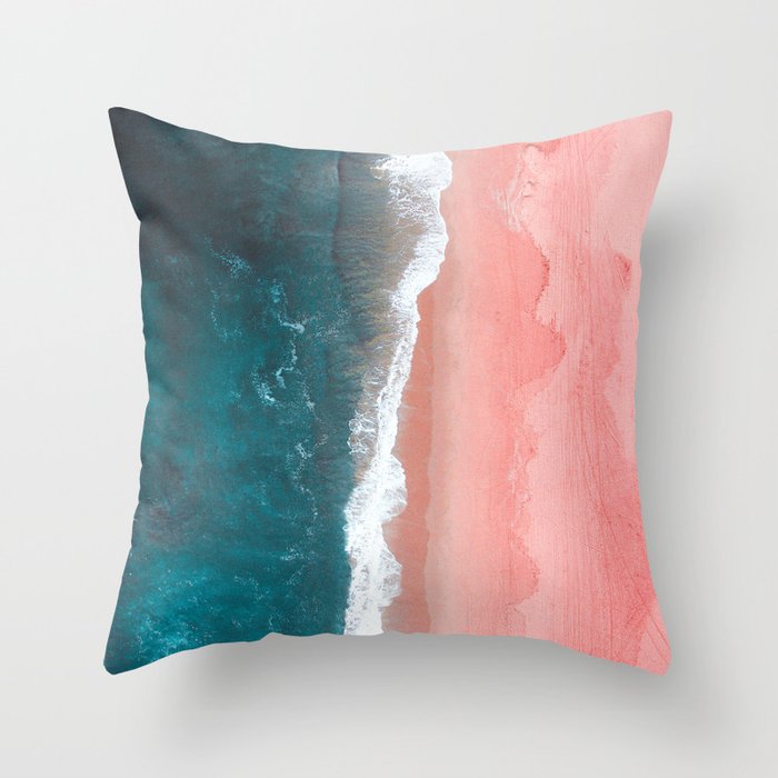 Turquoise Sea Pastel Beach Throw Pillow