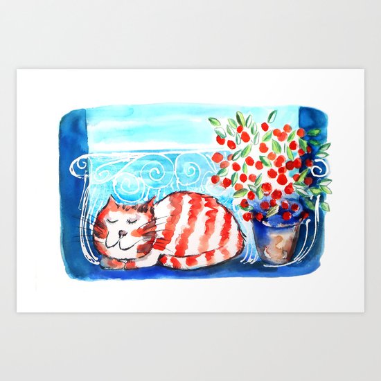 Kitty Siesta Art Print