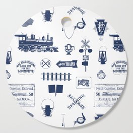 Railroad Symbols // Navy Blue Cutting Board