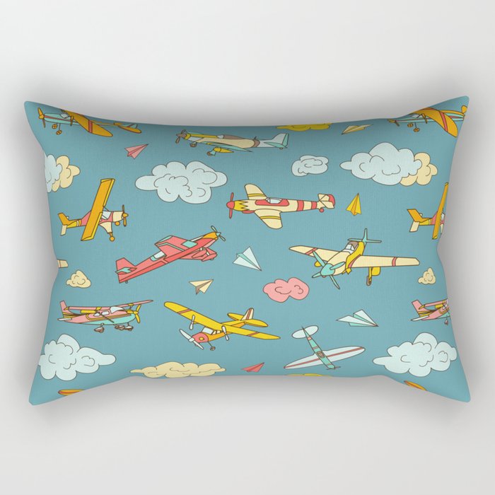 Cloudy Airplane Sky Rectangular Pillow