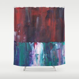 Abstract Red Green Minimalist Painting Shower Curtain