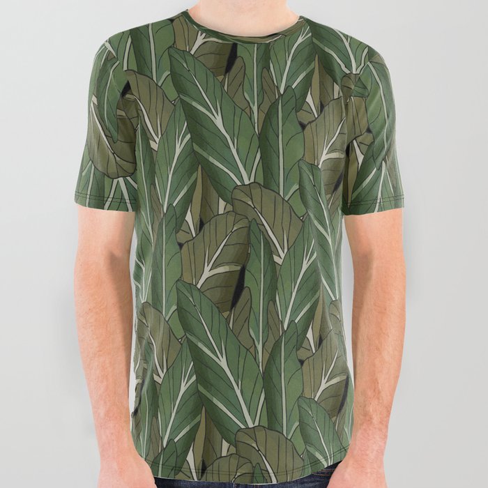 The Leafy Graphic Green All Over Graphic Tee