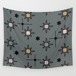 Atomic Sky Starbursts Multicolored Slate Gray Wall Tapestry