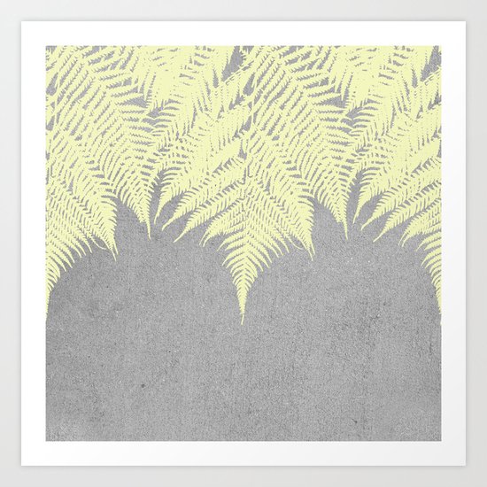 Concrete Fern Yellow Art Print