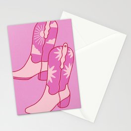 Cowgirl Boots Pink Cowboy Western Stationery Card