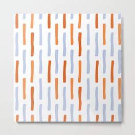 Striped Print Pattern Oraneg Blue Sky Perwinkle Geometric Print Metal Print