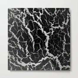 Cracked Space Lava - Silver/White Metal Print