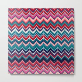 8-Bit Ikat Pattern – Indigo & Fuchsia Metal Print