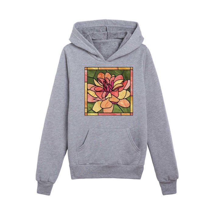 Dahlia floral stained glass Kids Pullover Hoodie