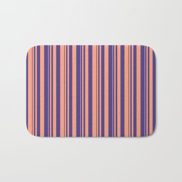 [ Thumbnail: Light Salmon and Dark Slate Blue Colored Pattern of Stripes Bath Mat ]