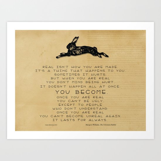 velveteen rabbit quote art print by carriemcferron society6