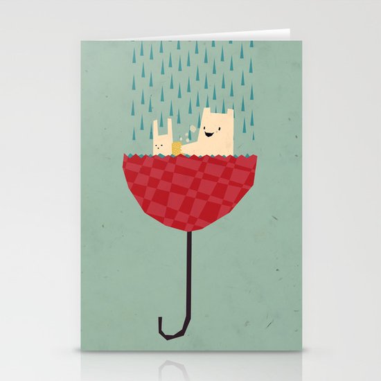 umbrella bath time! Stationery Cards