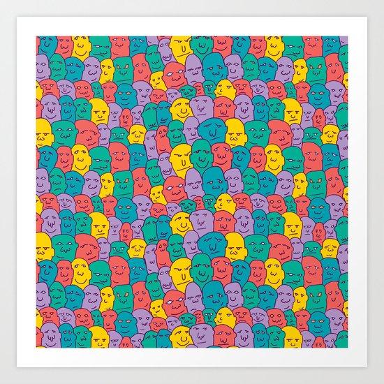 FACES OVER AND OVER Art Print