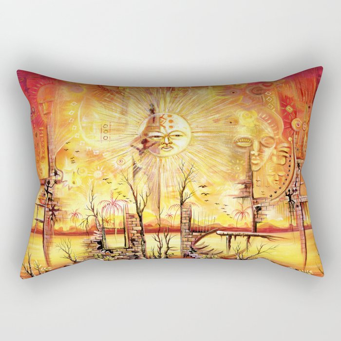 Sun Shine in my Mind surreal African painting Rectangular Pillow