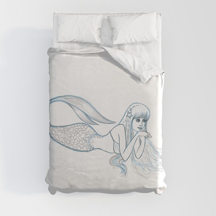 Mermaid Sketch Duvet Cover