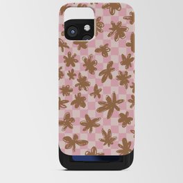 Cute Simple Flowers on Hand-Drawn Checkerboard \\ Cocoa Strawberry Milkshake Color Palette iPhone Card Case