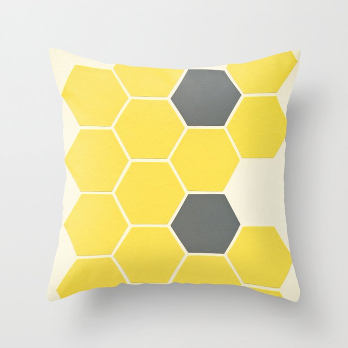 Yellow Honeycomb Throw Pillow