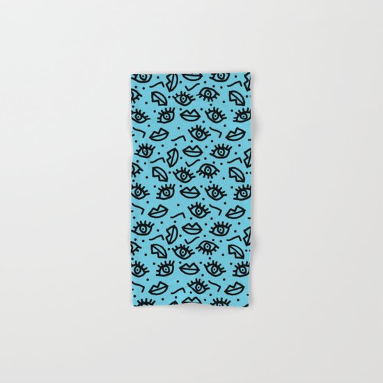 Wowzers - memphis throwback retro neon face eyes fashion print design dorm college trendy gifts Hand & Bath Towel