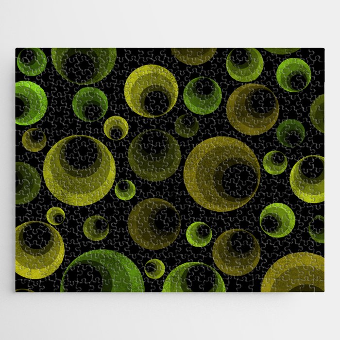 Green & Olive Abstract Circles Jigsaw Puzzle