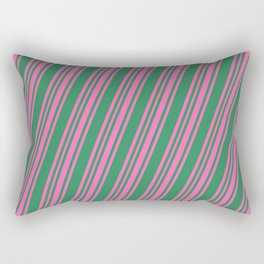 [ Thumbnail: Sea Green and Hot Pink Colored Lines/Stripes Pattern Rectangular Pillow ]