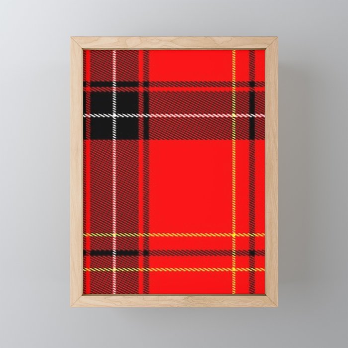 TARTAN, RED, YELLOW, WHITE, BLACK. Framed Mini Art Print