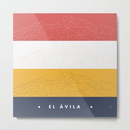 El Ávila - Caracas Metal Print | Caracas, White, Avila, Coral, Navy, Poster, Yellow, Typography, Venezuela, Pattern 