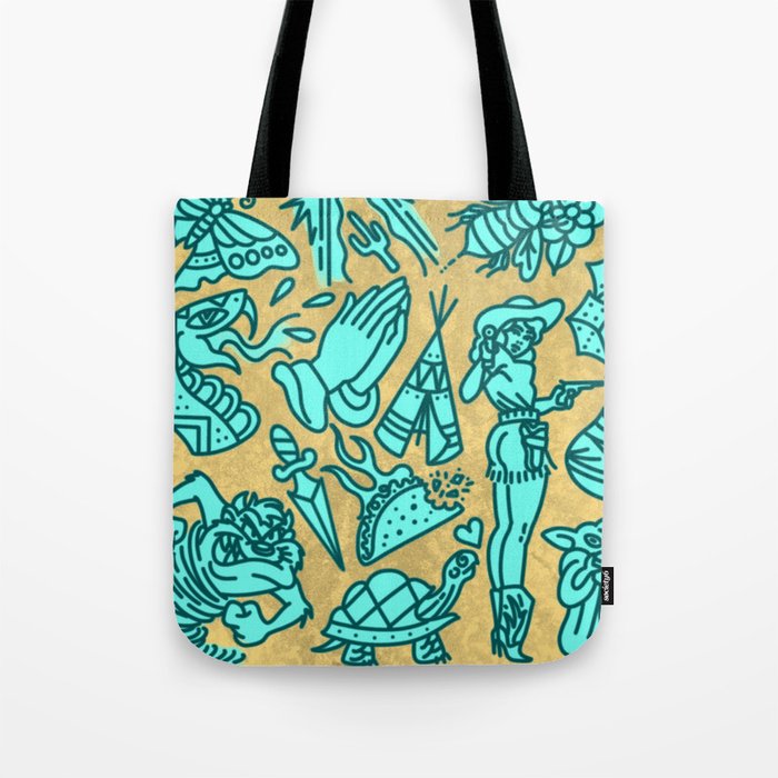 Out west tattoo flash 1 Tote Bag